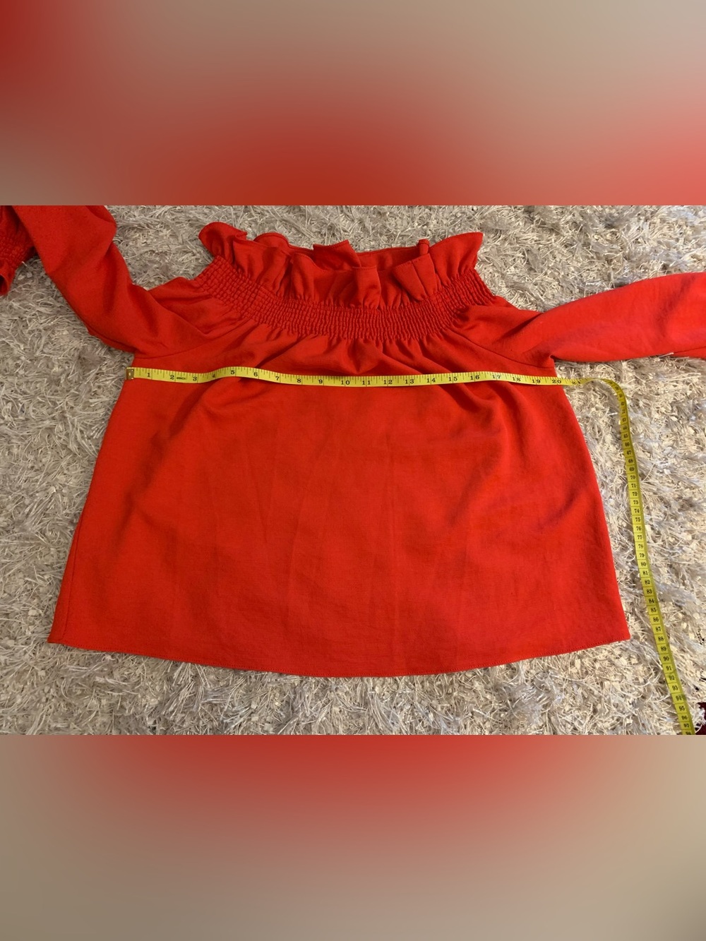Avon Lane Red Off-Shoulder Ruffle Top - Picture 5 of 5